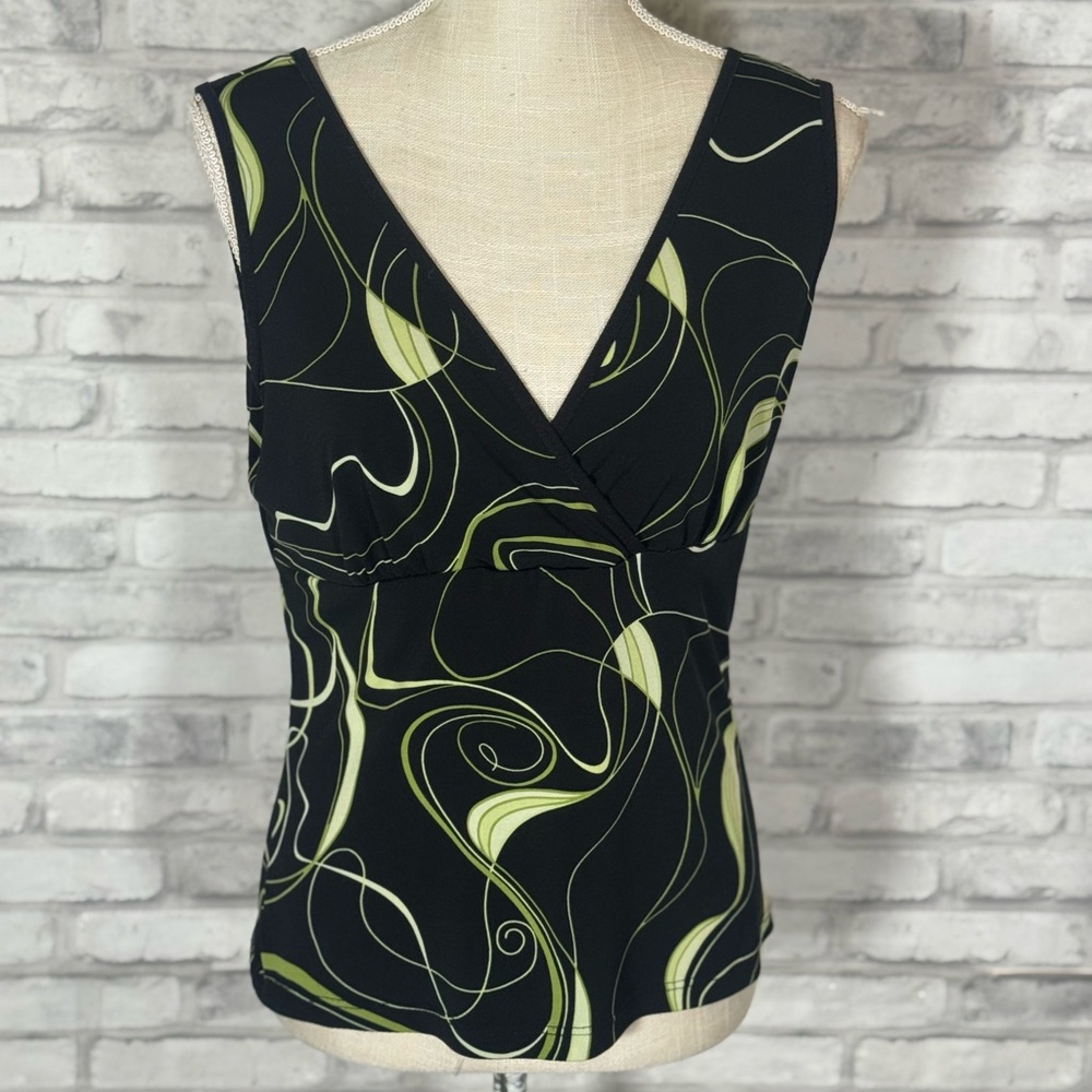 Elegant Black and Green Slinky Tank Top